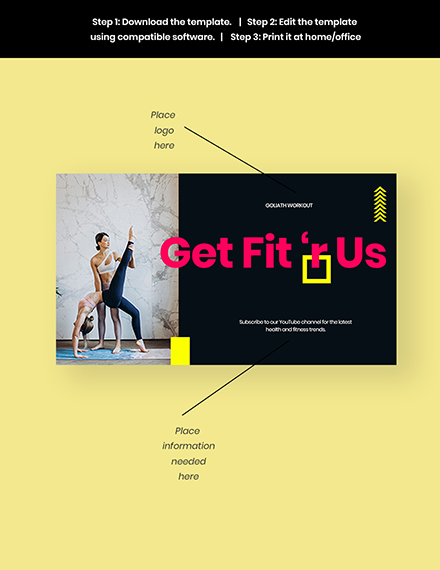 Free Fitness Youtube Thumbnail Template to Edit Online