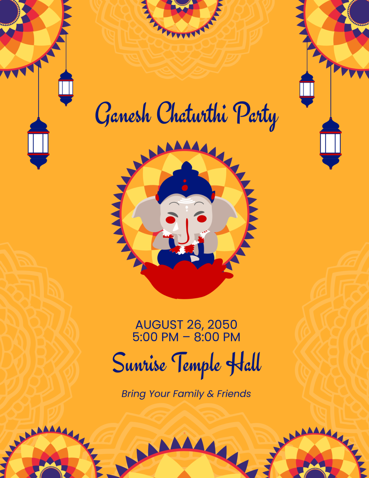 Free Shree Ganesh Chaturthi Flyer Background Template to Edit Online