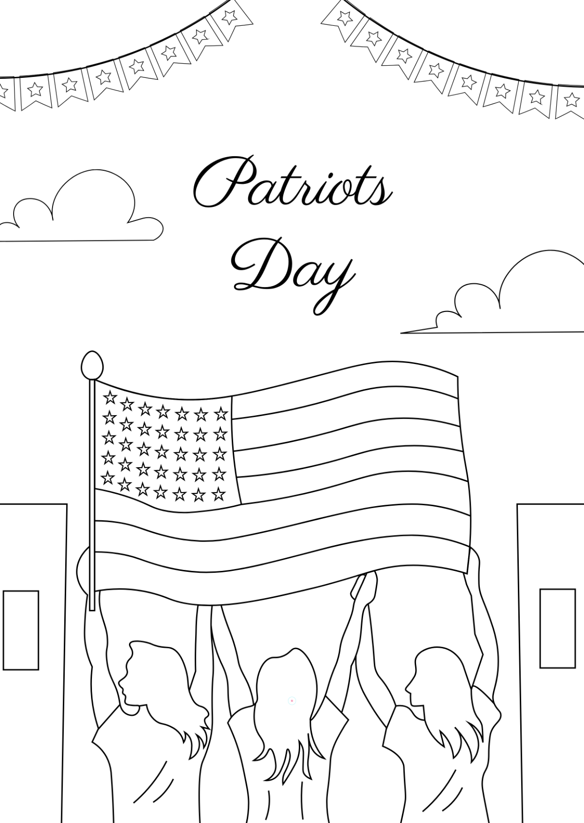 Free Patriots' Day Drawing Wallpaper Template to Edit Online