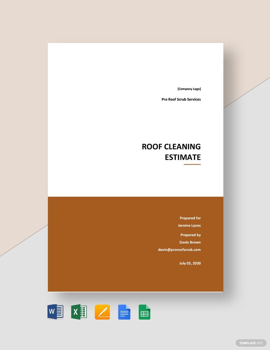 Roof Cleaning Service Estimate Template