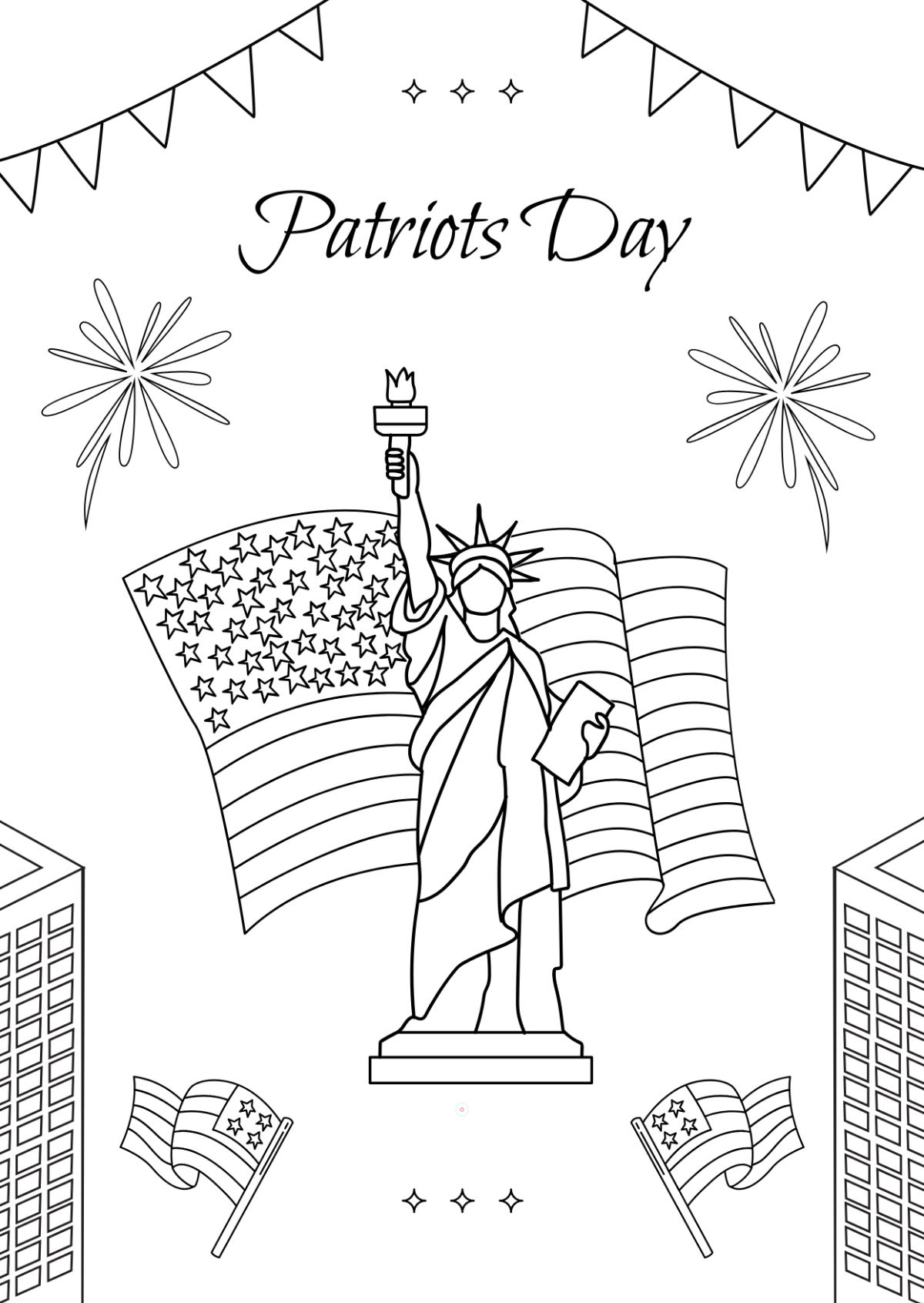 Free Decorative Patriots' Day Drawing Template to Edit Online