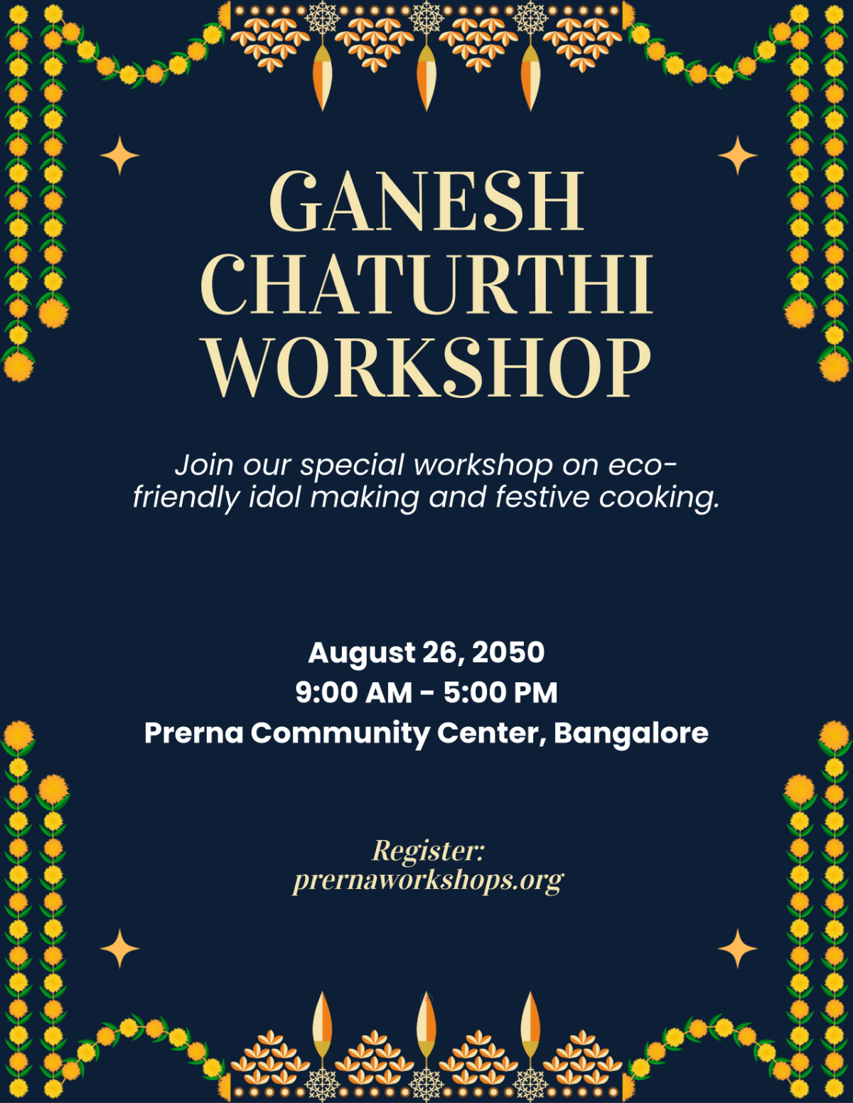 Ganesh Chaturthi Workshop Flyer Template to Download