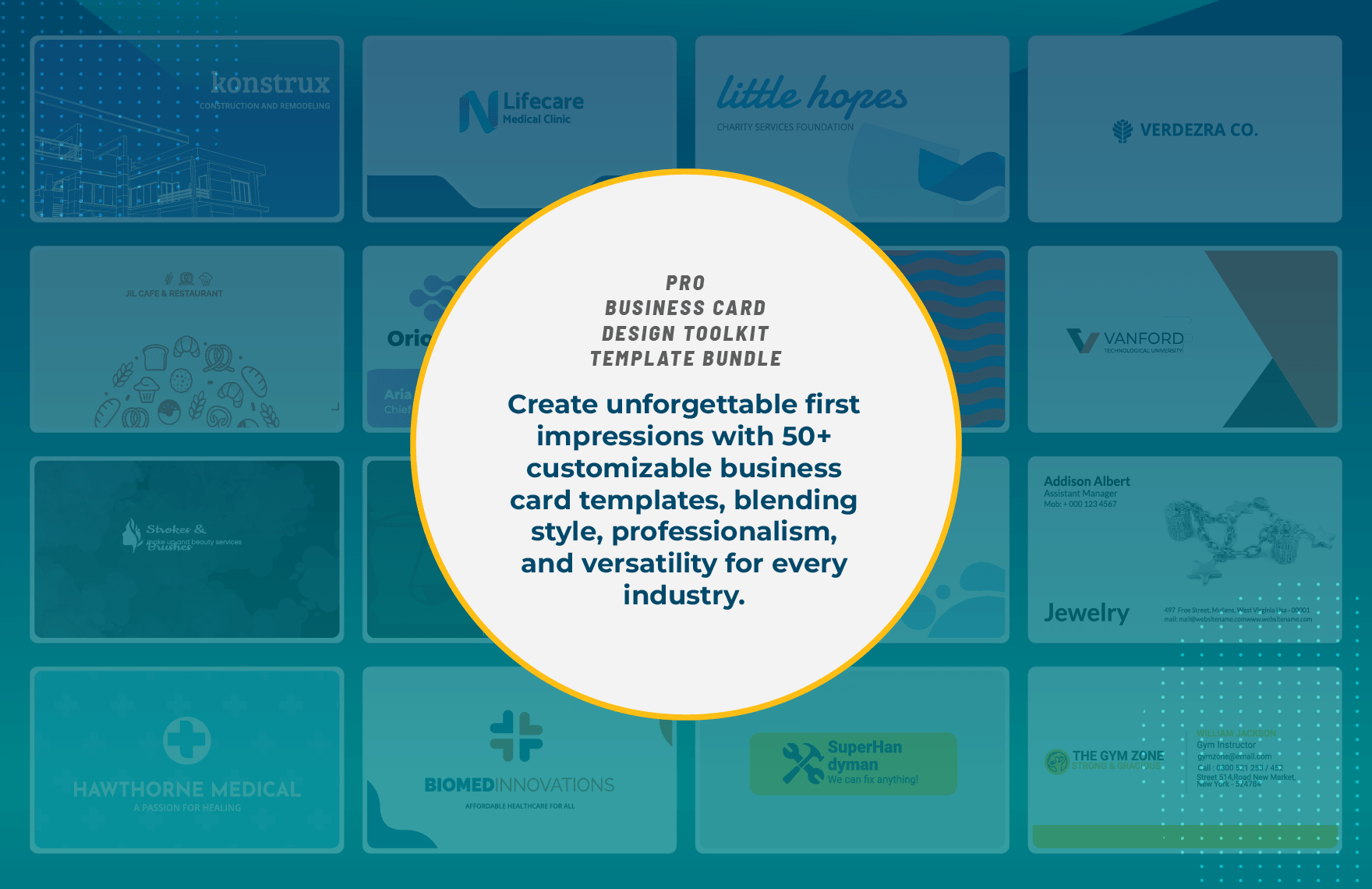 50+ Pro Business Card Design Toolkit Template Bundle