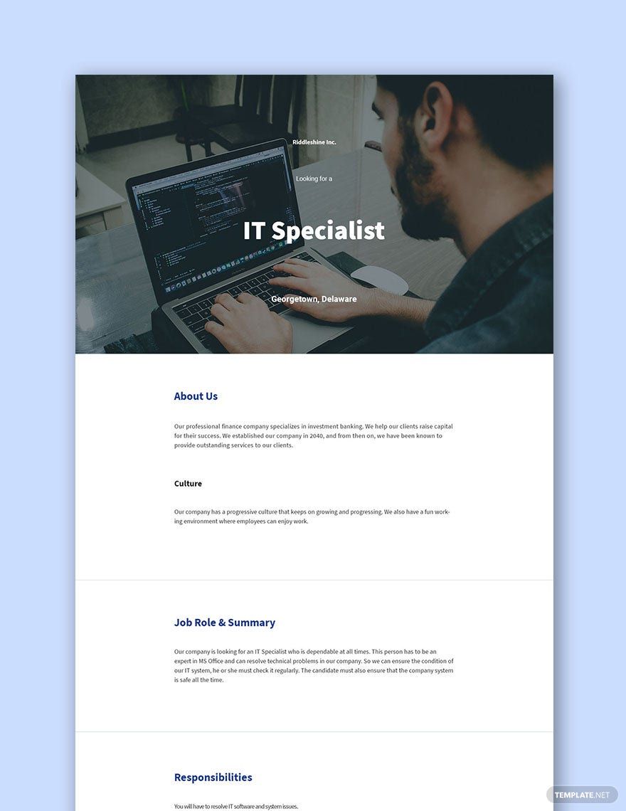 IT Specialist Job Description