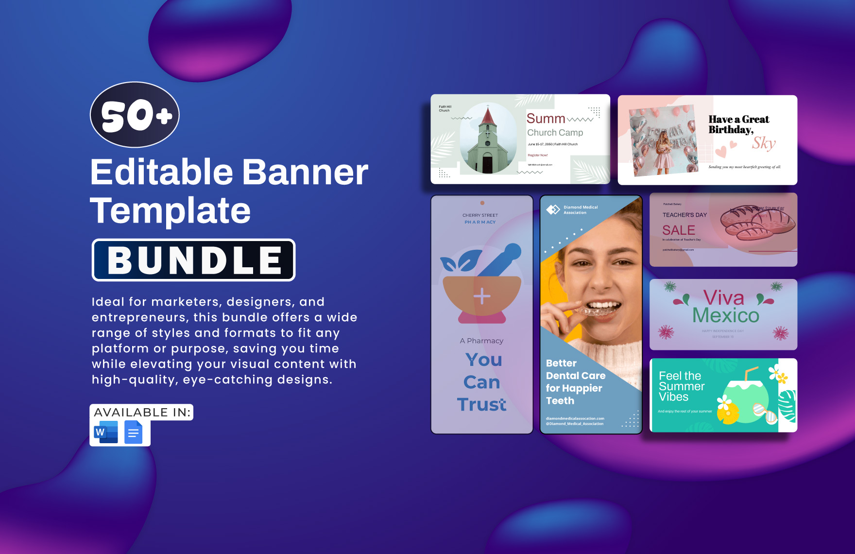50+ Editable Banner Template Bundle in Word, Google Docs to Download