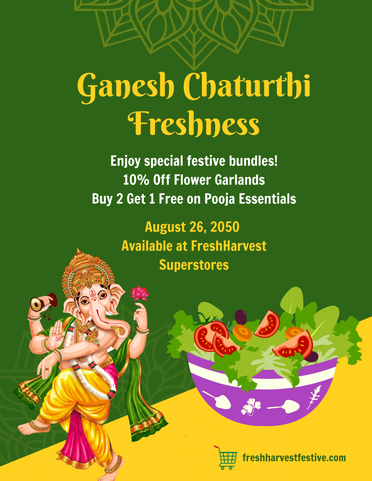 Free Ganesh Chaturthi Supermarket Flyer Template to Edit Online