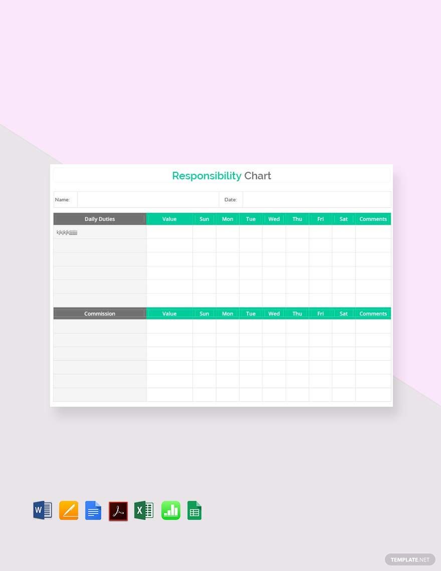 Responsibility Chart Template - Download in Word, Excel, PDF, Apple ...