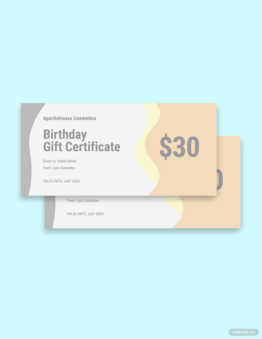 Blank Birthday Gift Certificate Template