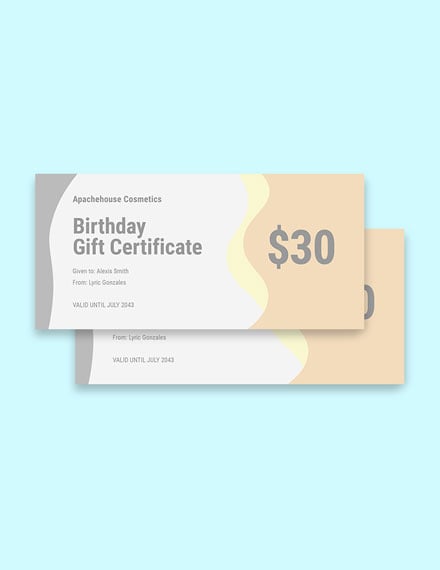 Blank Birthday Gift Certificate Template - Google Docs, Word, Publisher