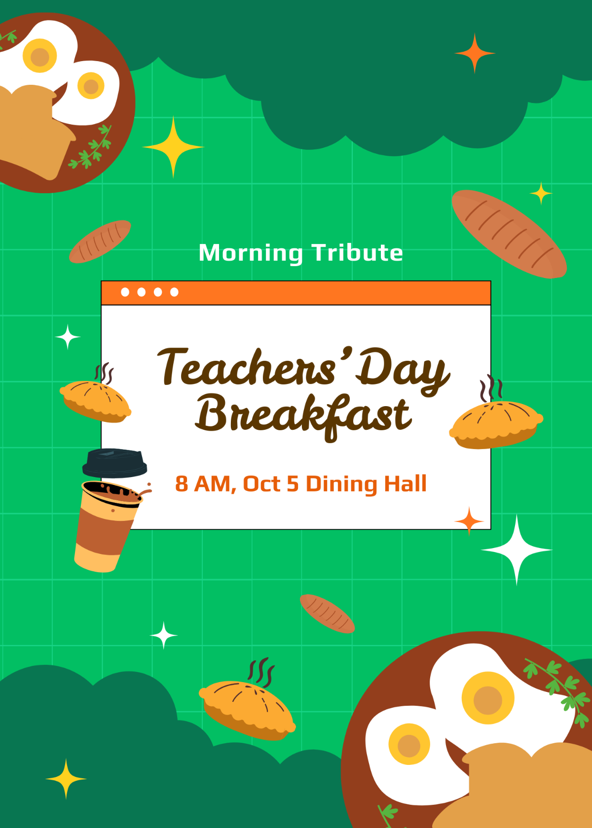 Free Teachers Day Breakfast Invitation Template to Edit Online