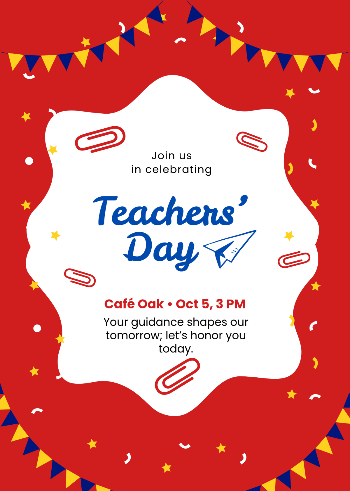 Free Teachers Day Invitation Message Template to Edit Online