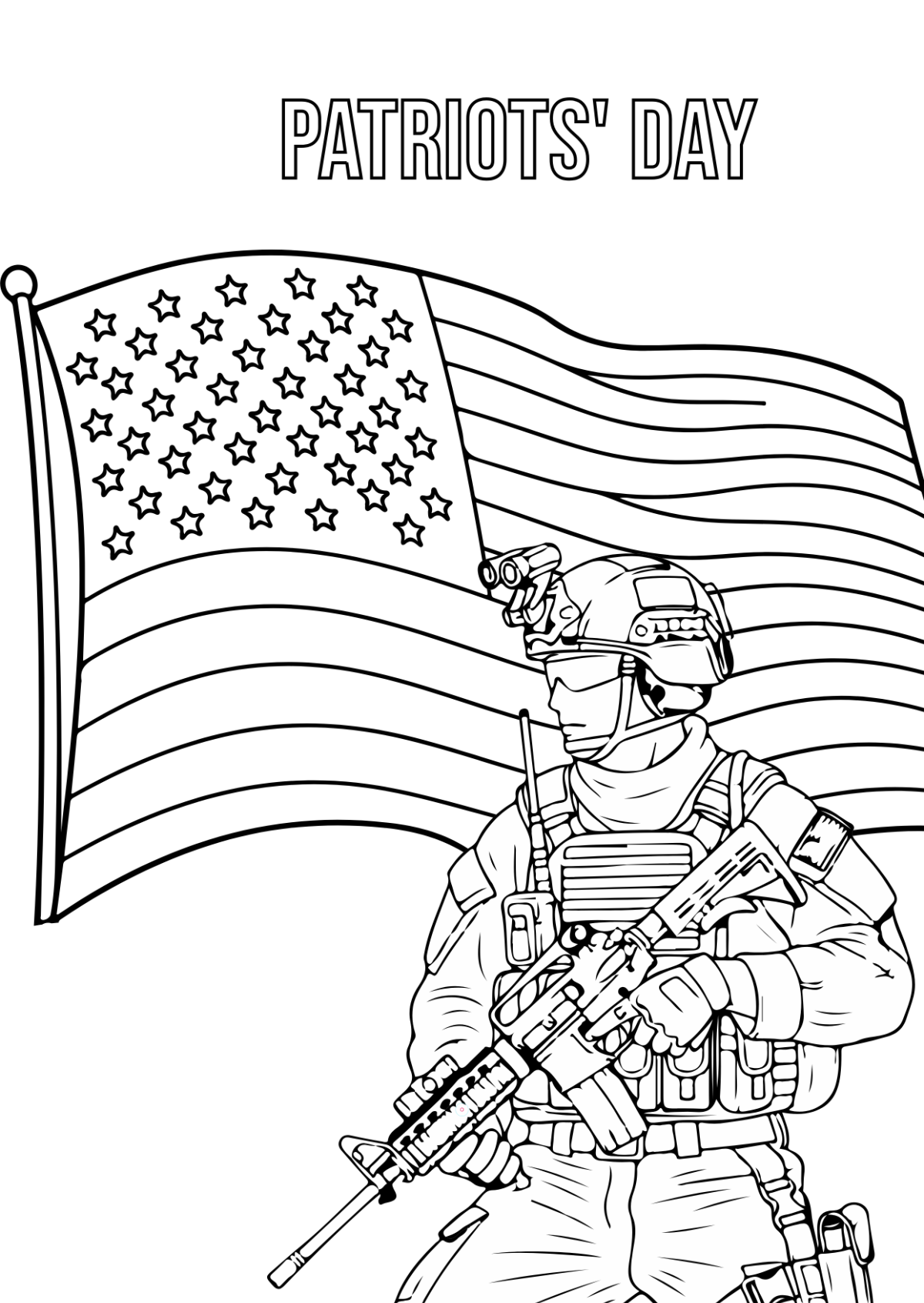 Free Patriots' Day Army Drawing Template to Edit Online