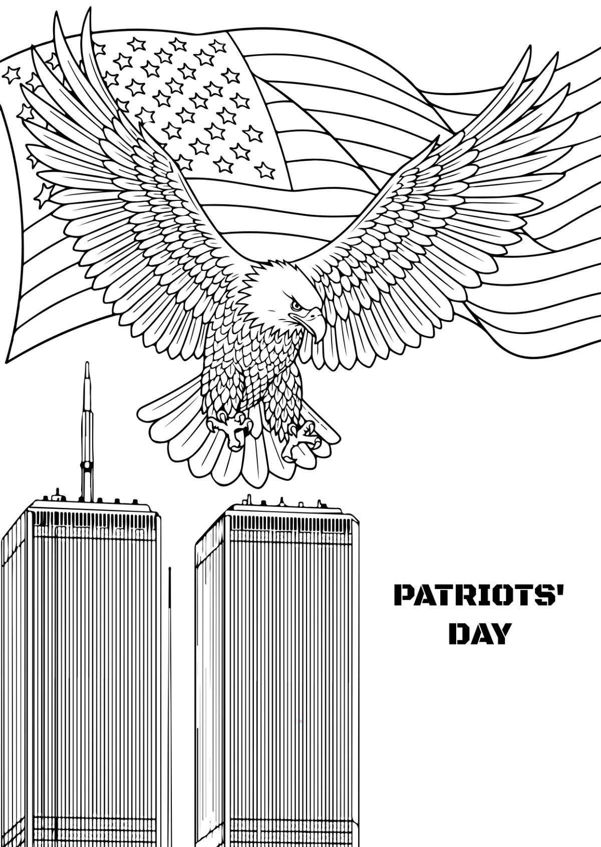 Free Patriots' Day Drawing Card Design Template to Edit Online
