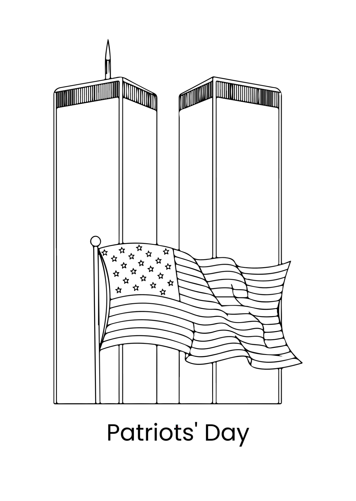 Free Minimalist Patriots' Day Drawing Template to Edit Online