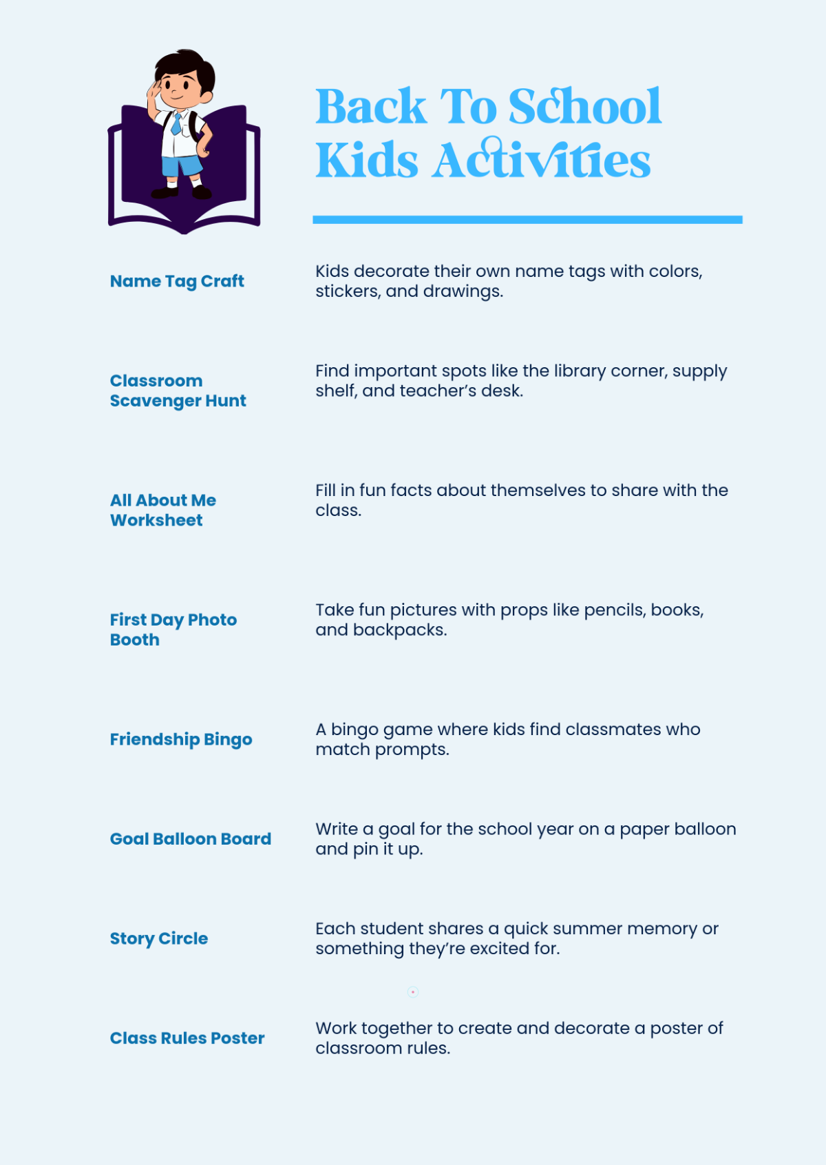 Free Back To School Kids Activities Template to Edit Online