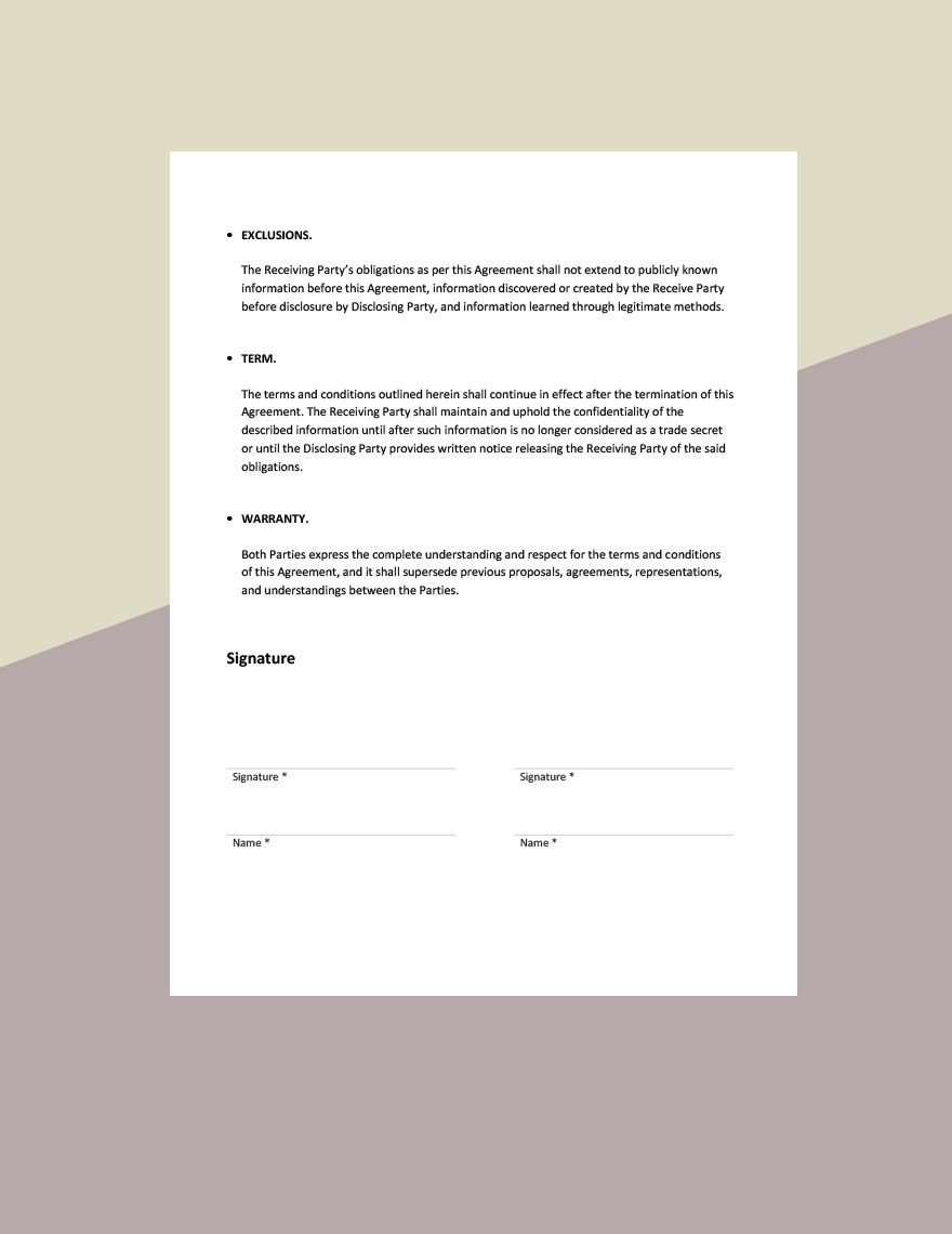 Cleaning Service Confidentiality Agreement Template