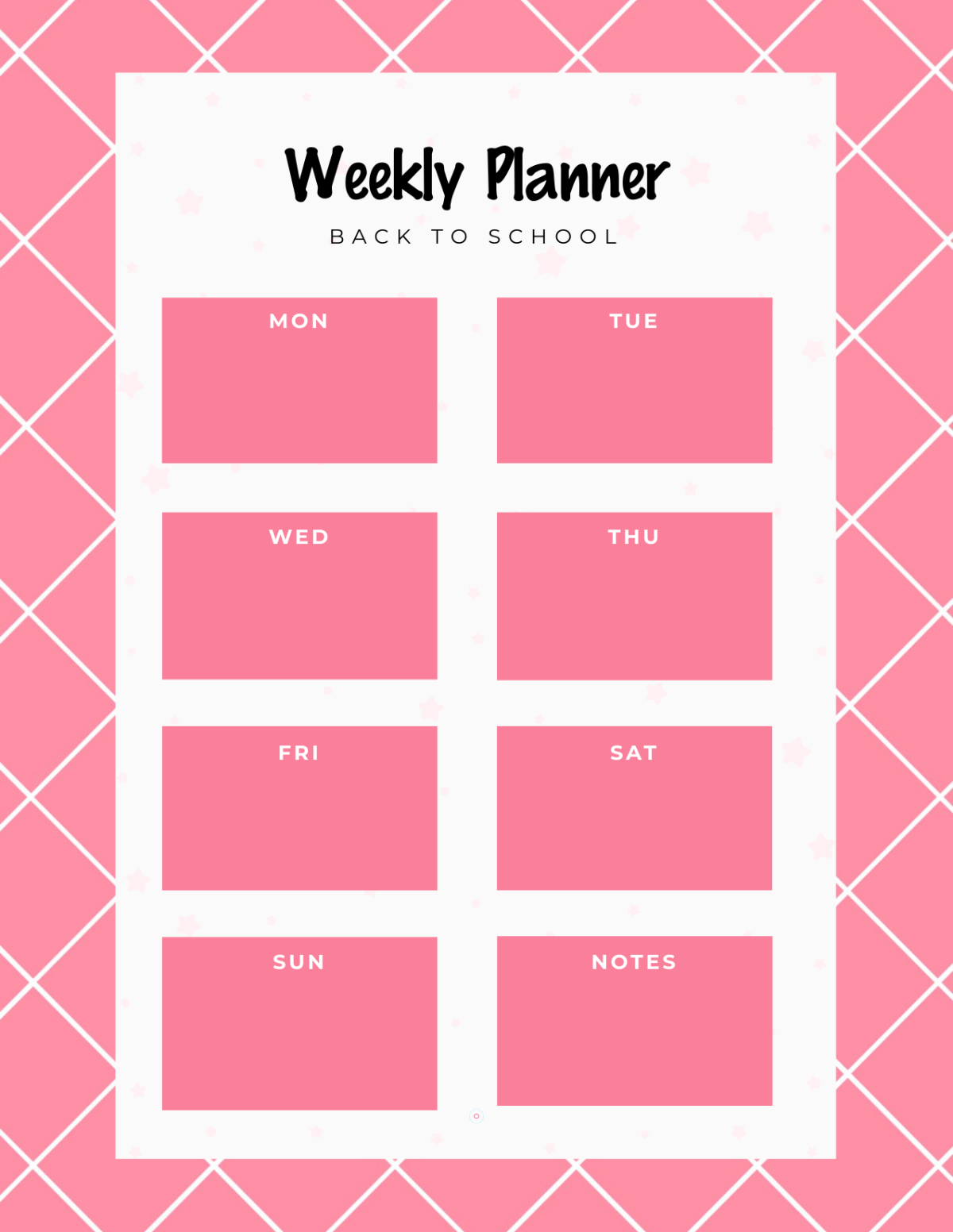 Free Pink Back to School Weekly Planner Template to Edit Online