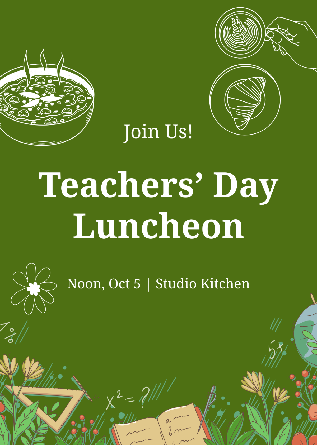 Free Creative Teachers Day Luncheon Invitation Template to Edit Online