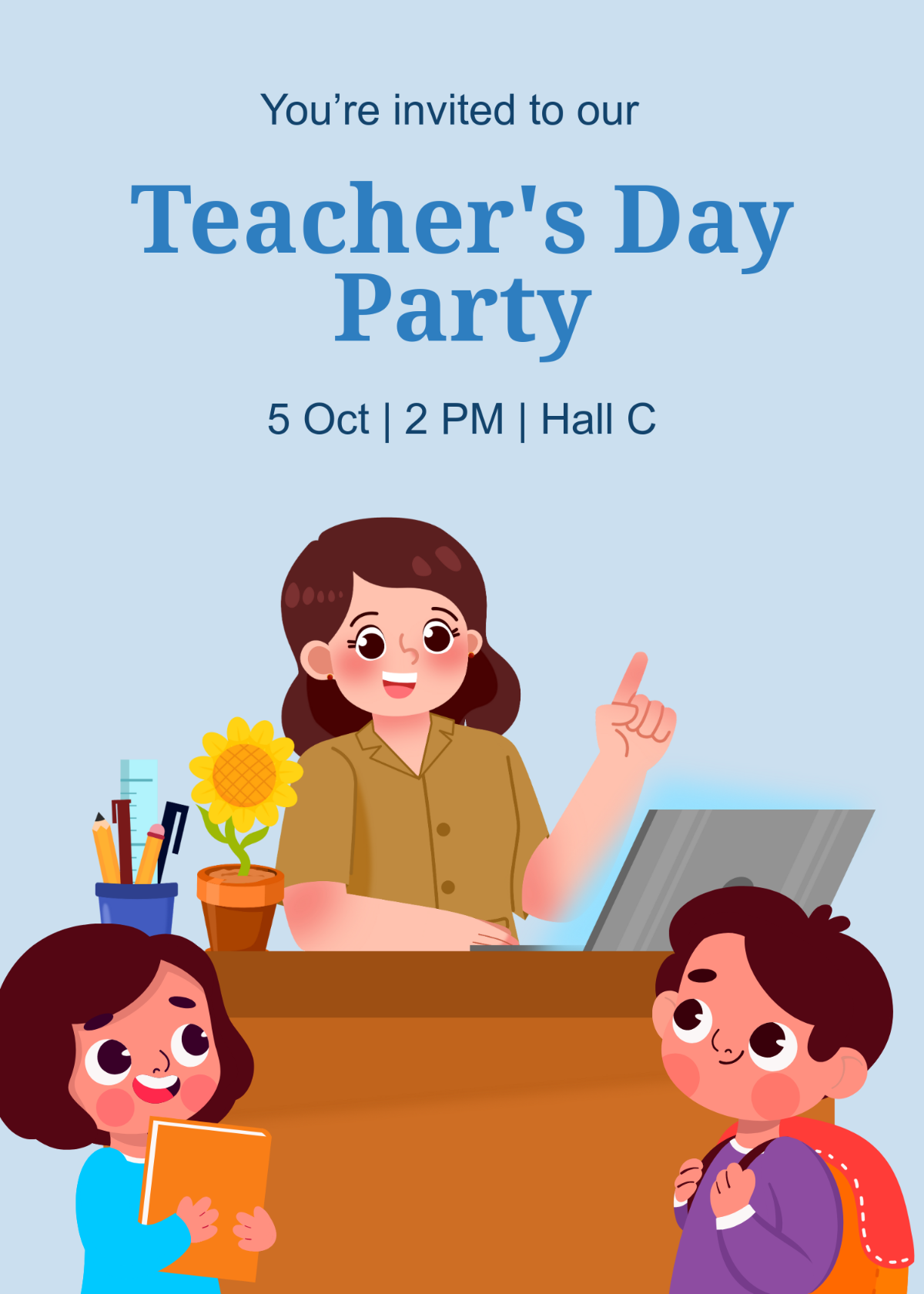 Free Teachers Day Invitation for Students Template to Edit Online