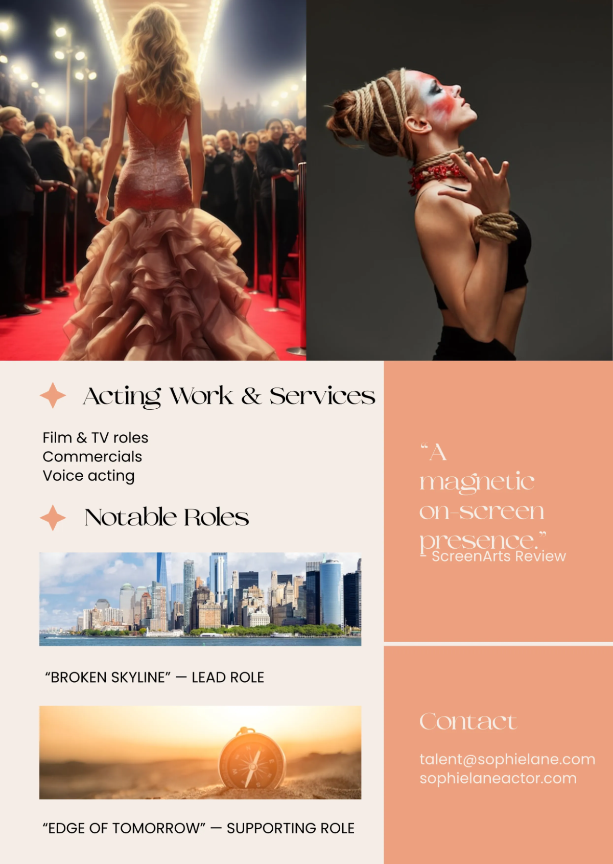 Free Actor Press Kit (EPK) Template to Edit Online