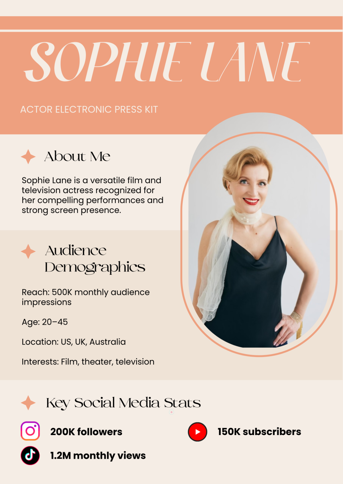 Free Actor Press Kit (EPK) Template to Edit Online