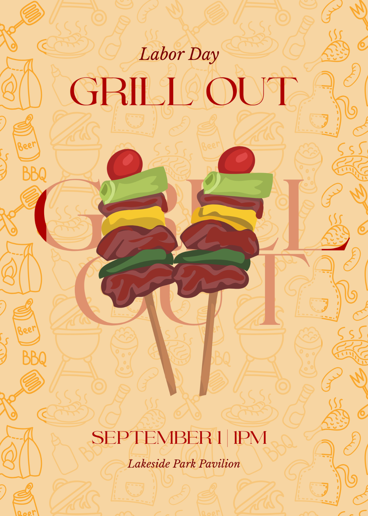 Free Labor Day BBQ Invitation Template to Edit Online