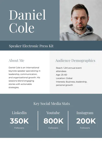Free Speaker Press Kit Template to Edit Online