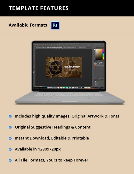 Free Hanukkah Youtube Thumbnail Template to Edit Online