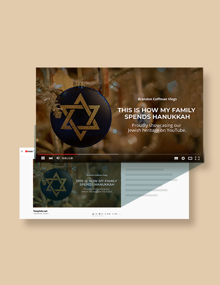 Free Hanukkah Youtube Thumbnail Template to Edit Online