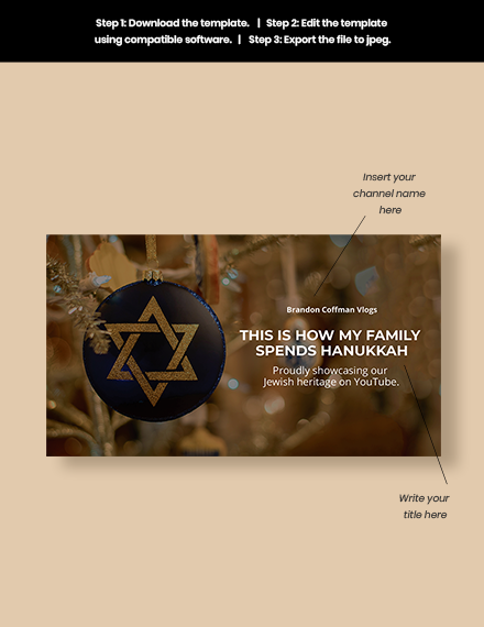 Free Hanukkah Youtube Thumbnail Template to Edit Online