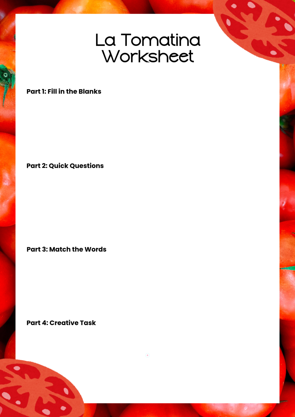 Blank La Tomatina Worksheet Template to Download