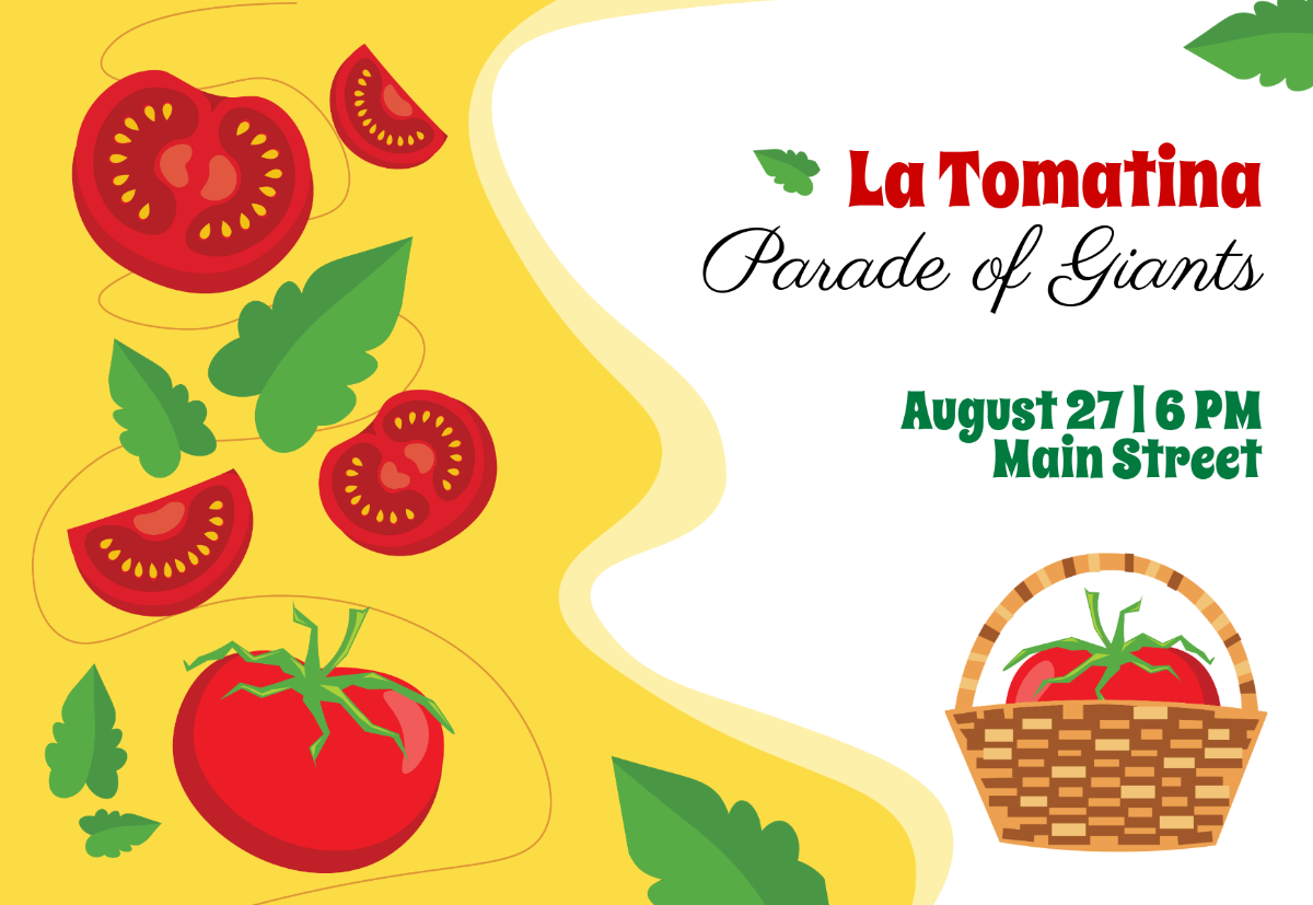 Free Simple La Tomatina Card Template to Edit Online