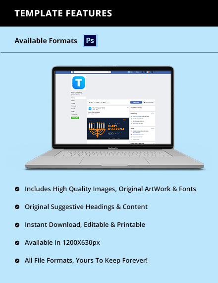 Free Hanukkah Facebook Post Template to Edit Online