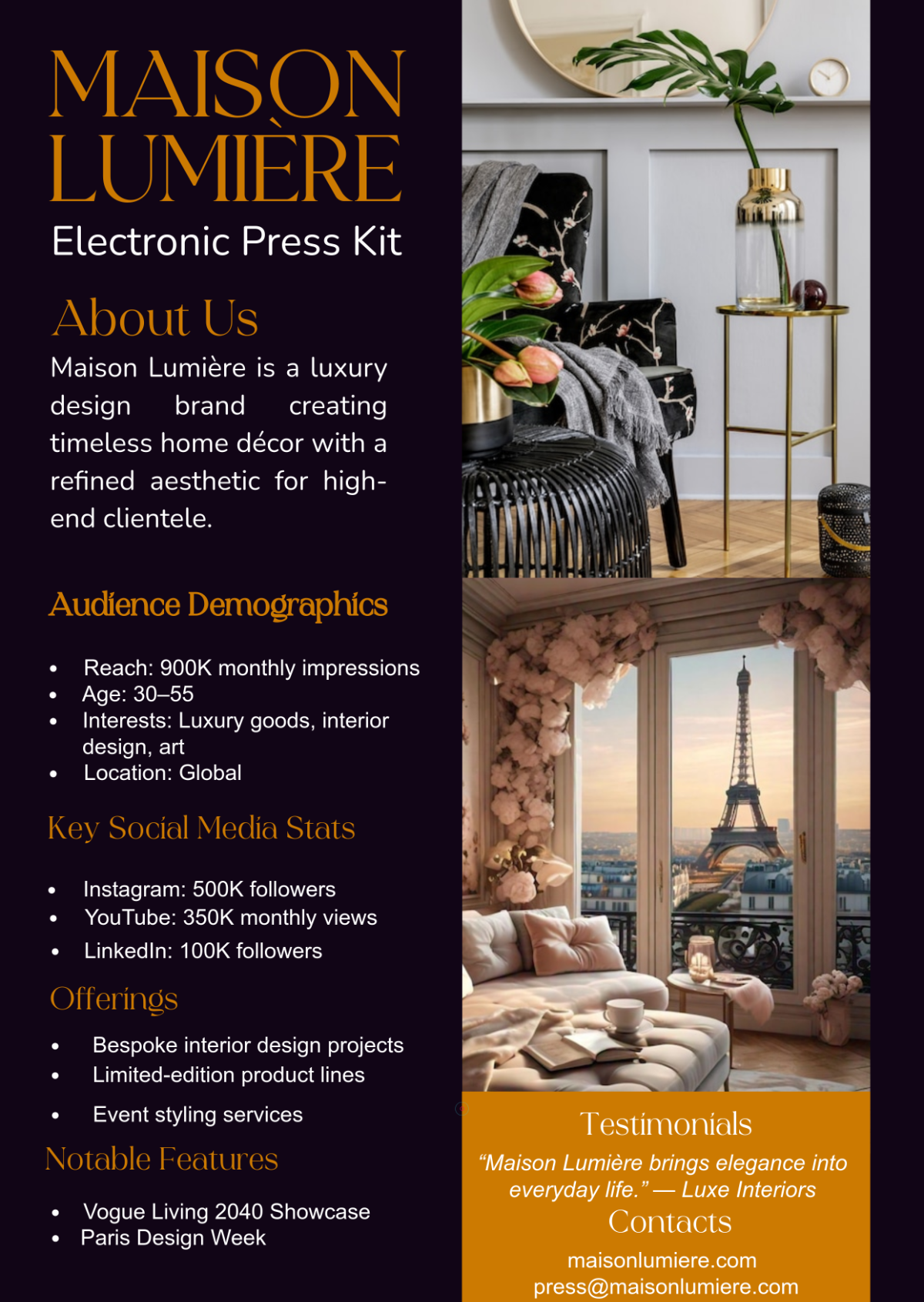 Free Elegant Press Kit Template to Edit Online