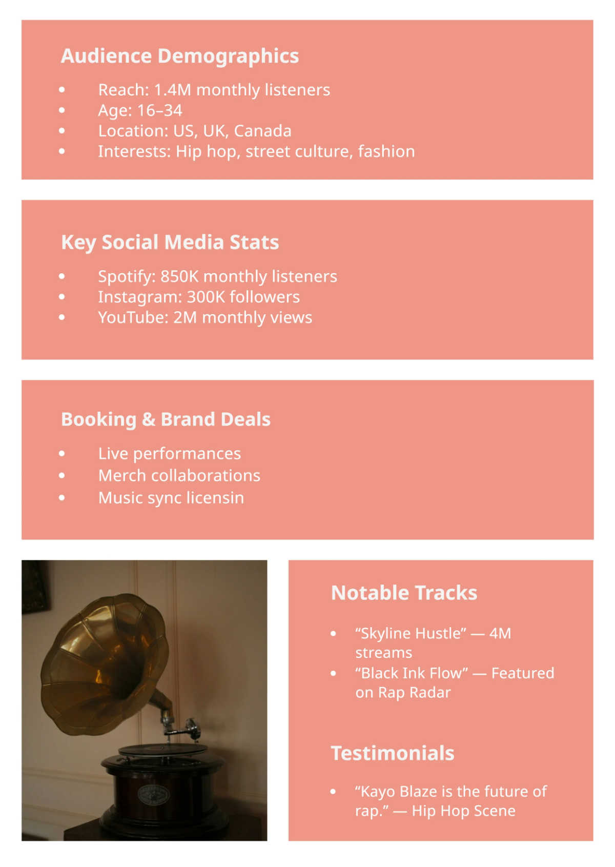 Free Rapper Press Kit (EPK) Template to Edit Online