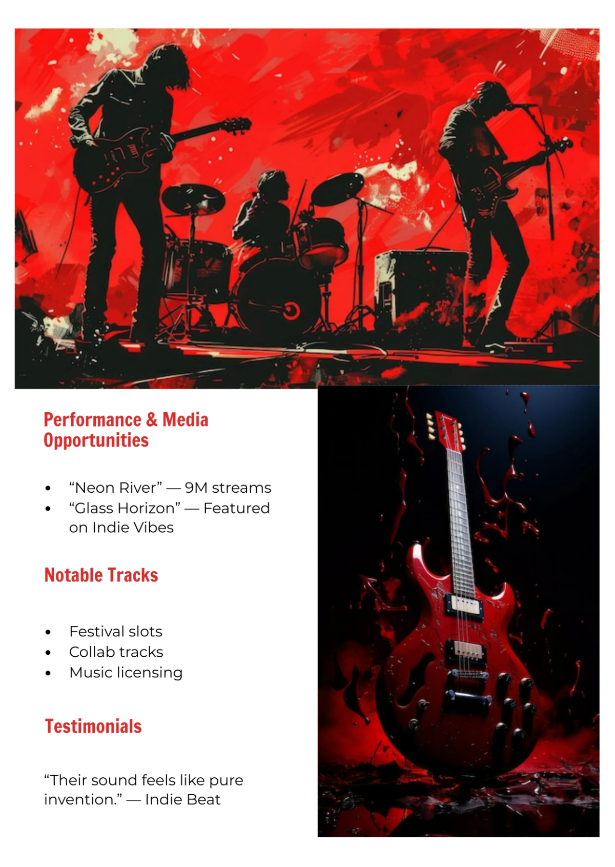 Free Creative Band Press Kit (EPK) Template to Edit Online