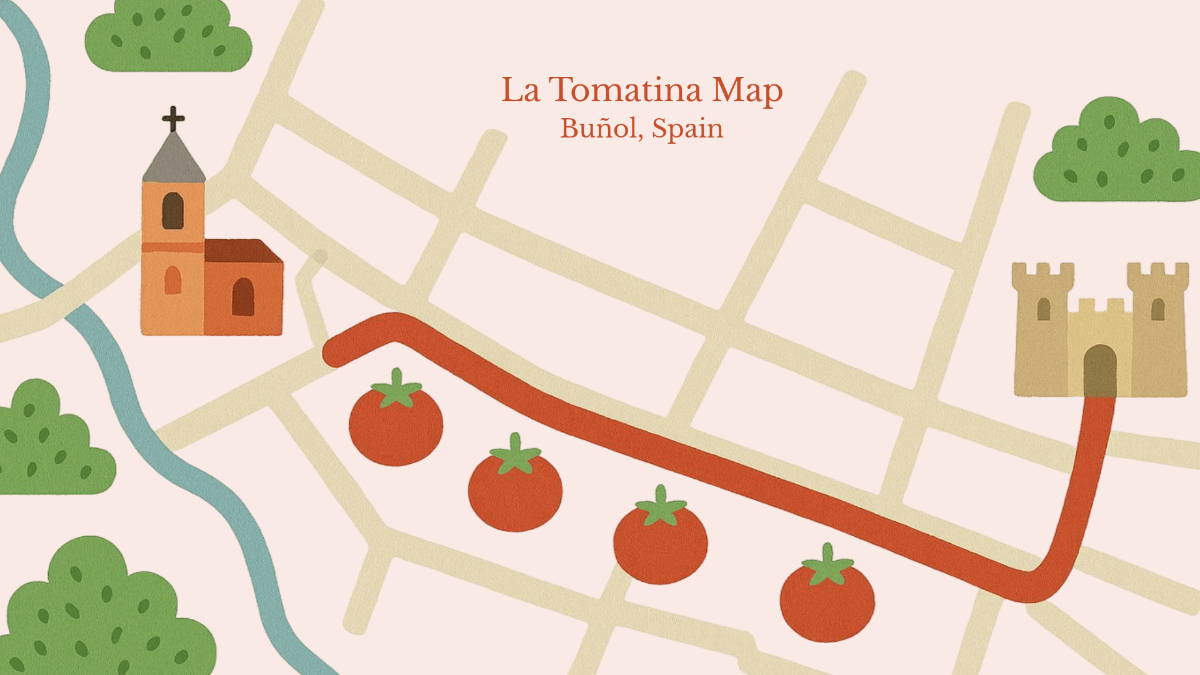 Free Creative La Tomatina Spain Map Template to Edit Online
