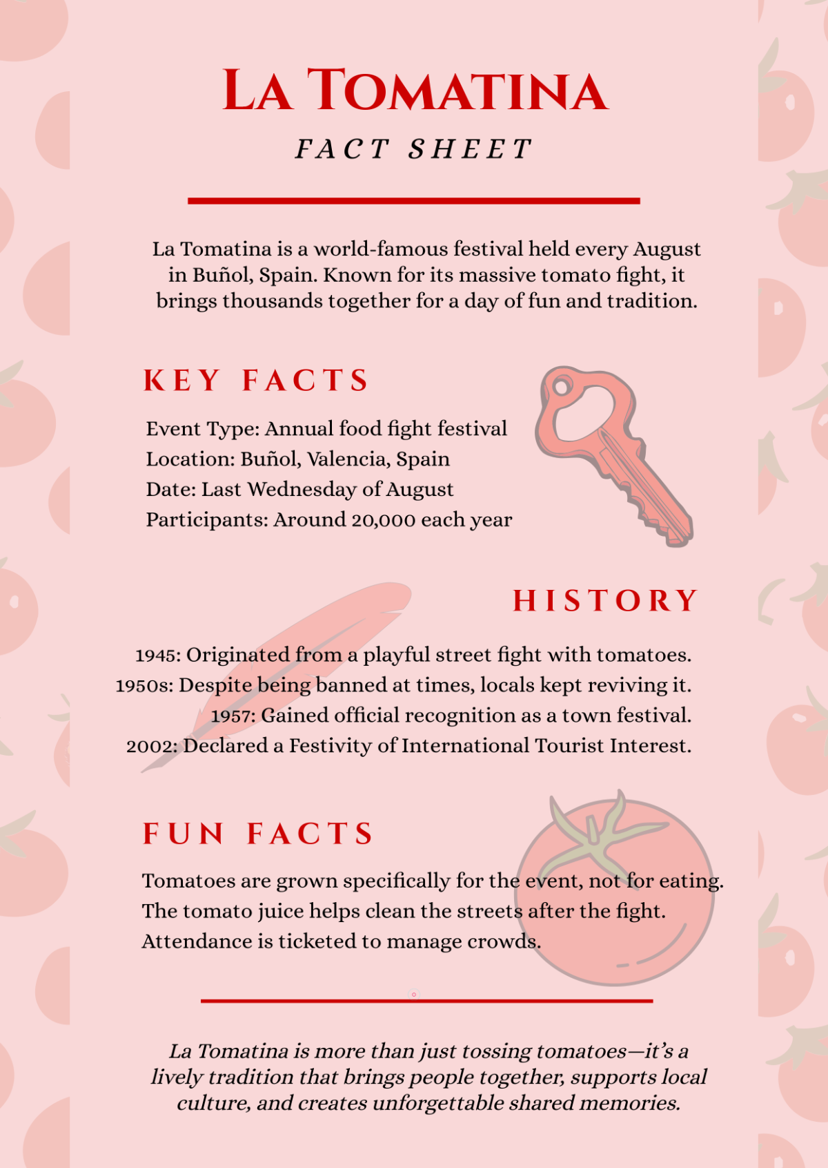 Free La Tomatina Fact Sheet Template to Edit Online