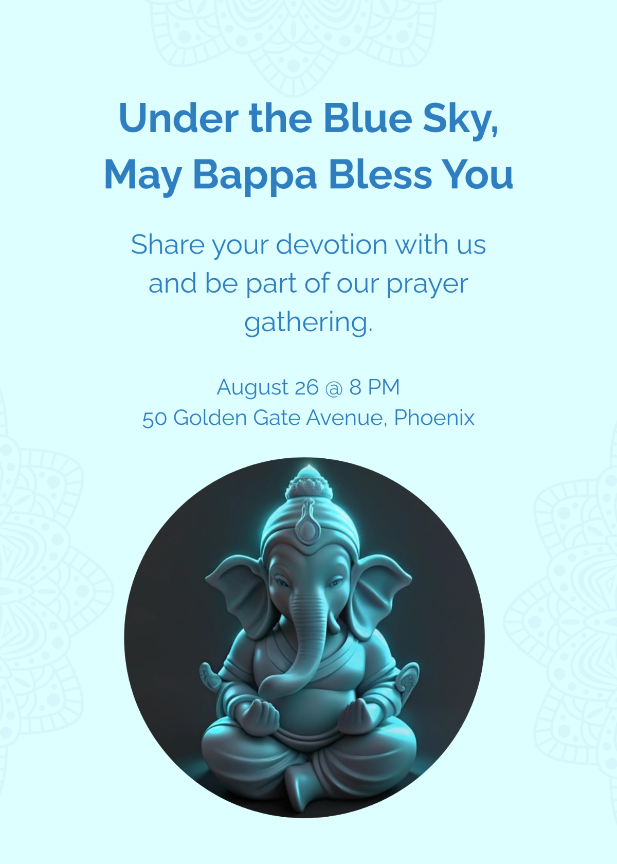 Free Blue Ganesh Chaturthi Wishes Template to Edit Online