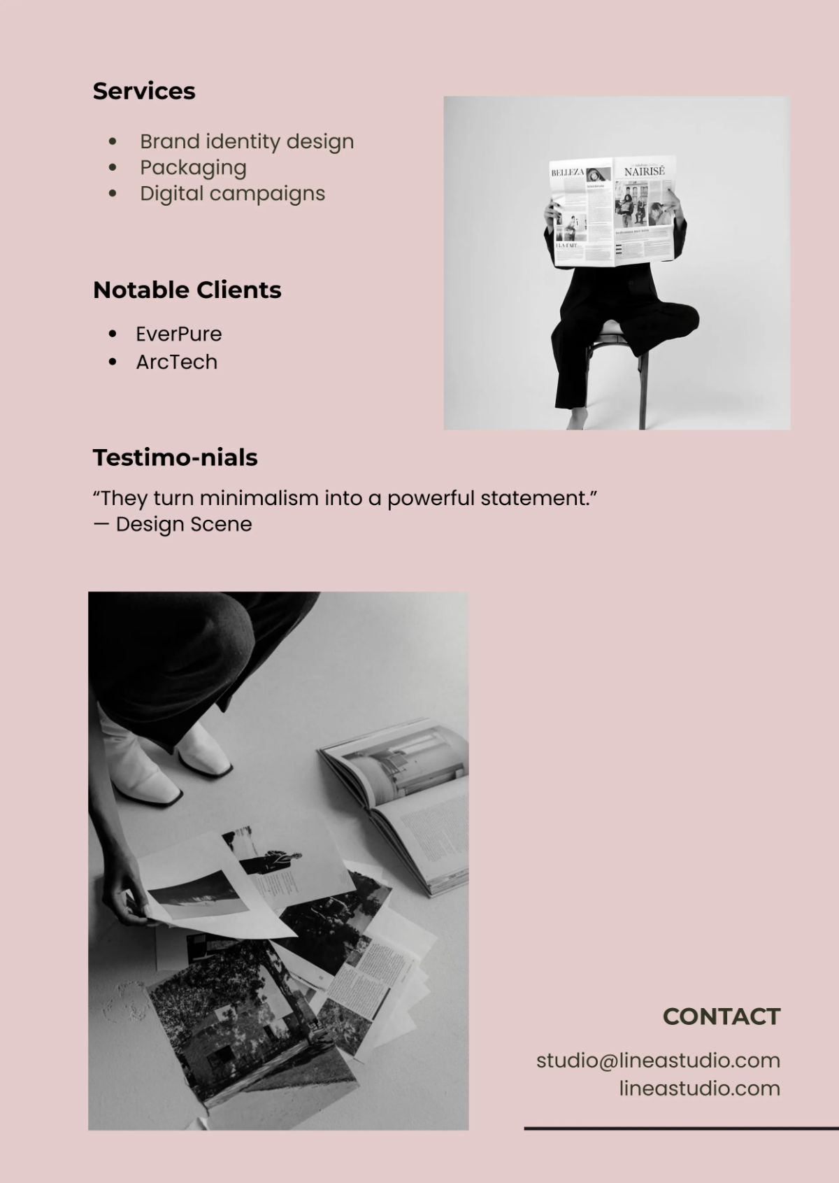 Free Minimalist Press Kit (EPK) Template to Edit Online