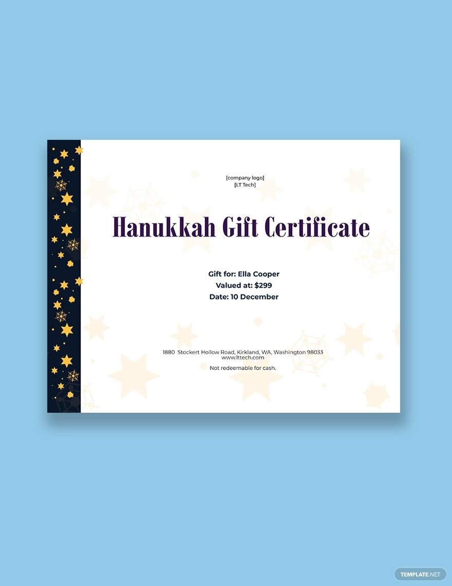Free Hanukkah Gift Certificate