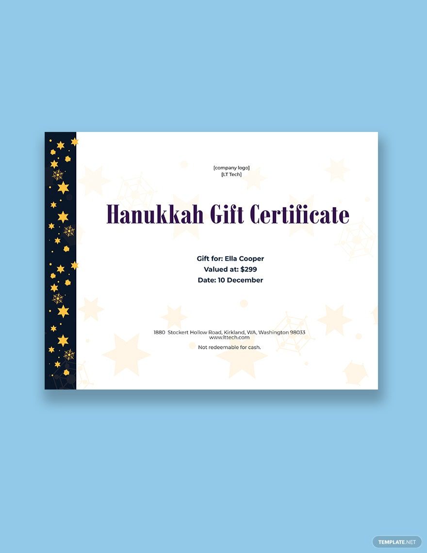 Free Hanukkah Gift Certificate Template Download In Word Google Docs 