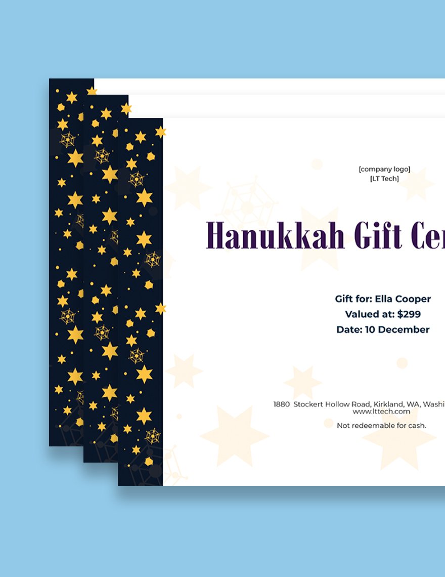 Hanukkah Gift Certificate Template