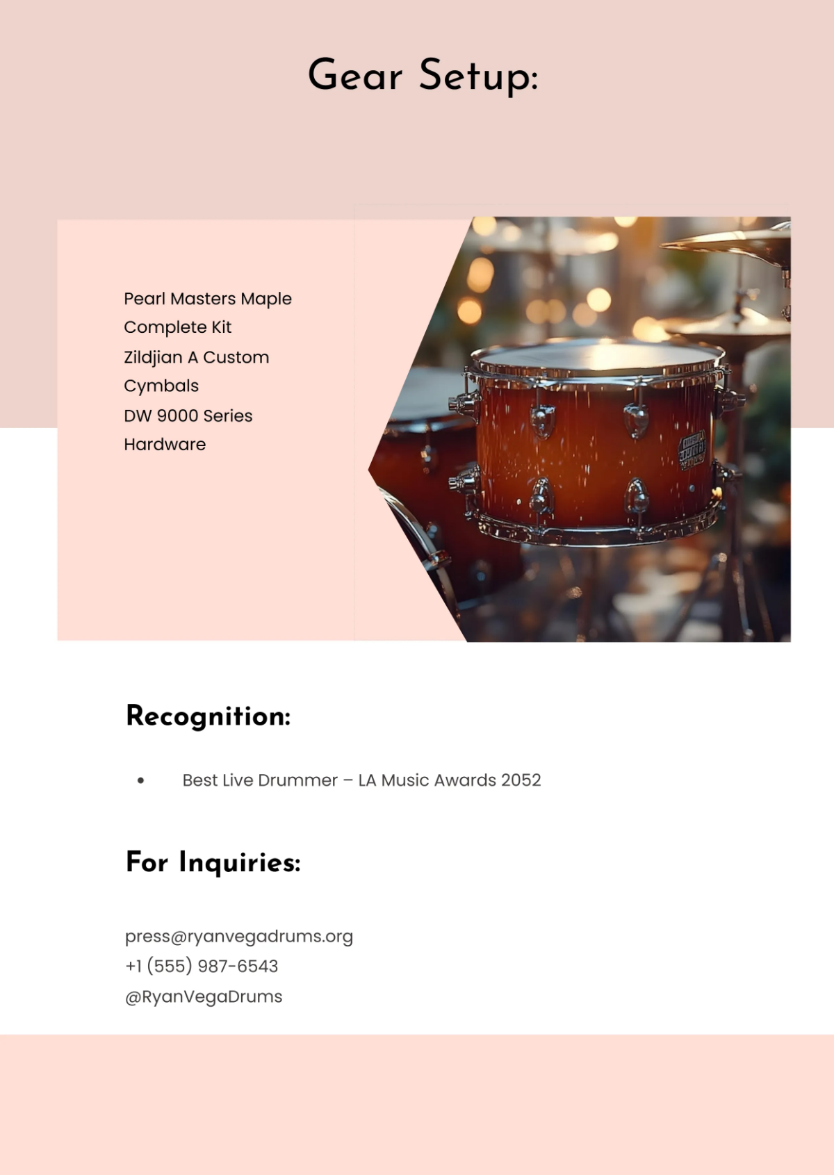 Free Drummer Press Kit (EPK) Template to Edit Online Free Drummer Press Kit (EPK) Template to Edit Online