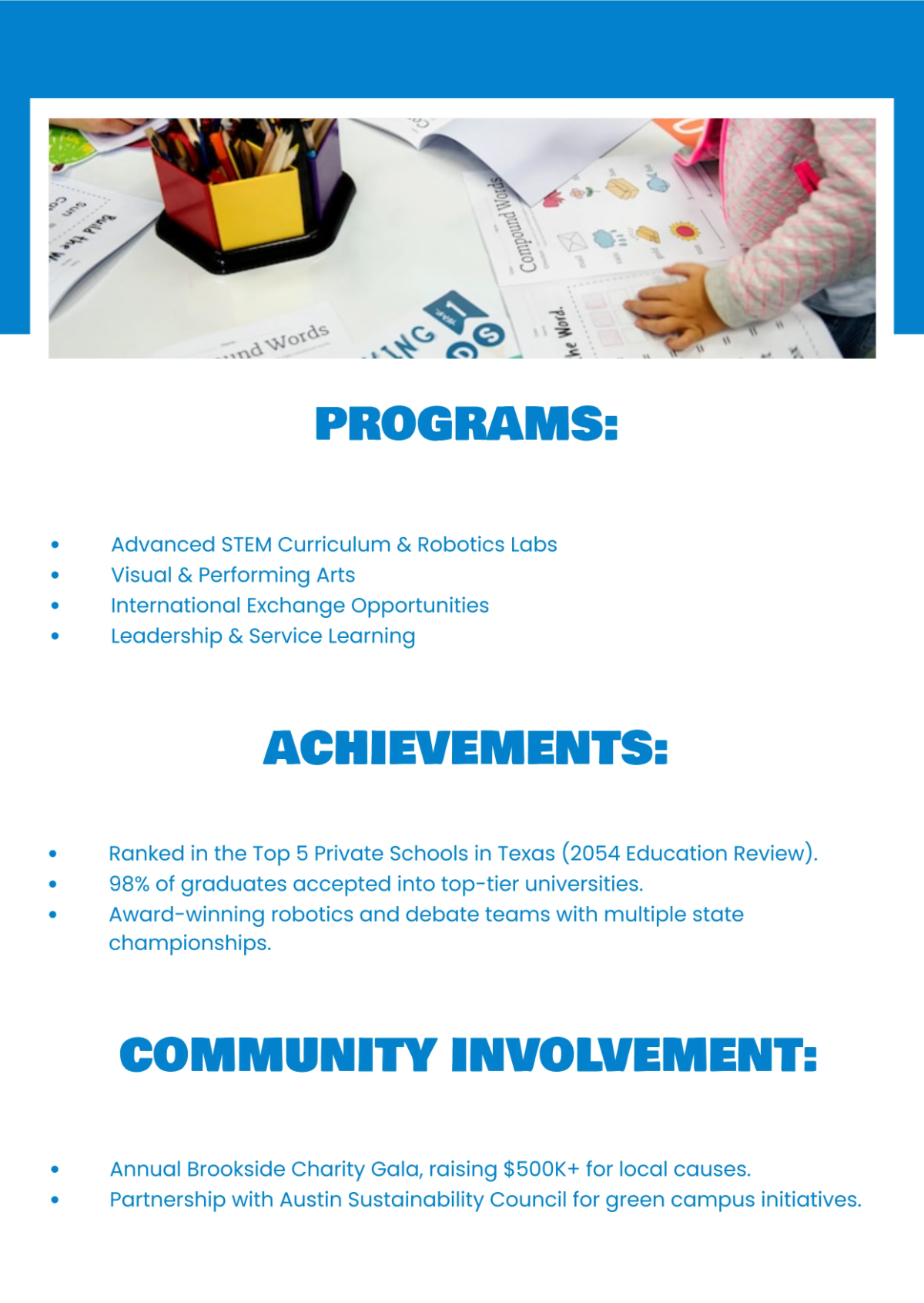 Free School Press Kit (EPK) Template to Edit Online