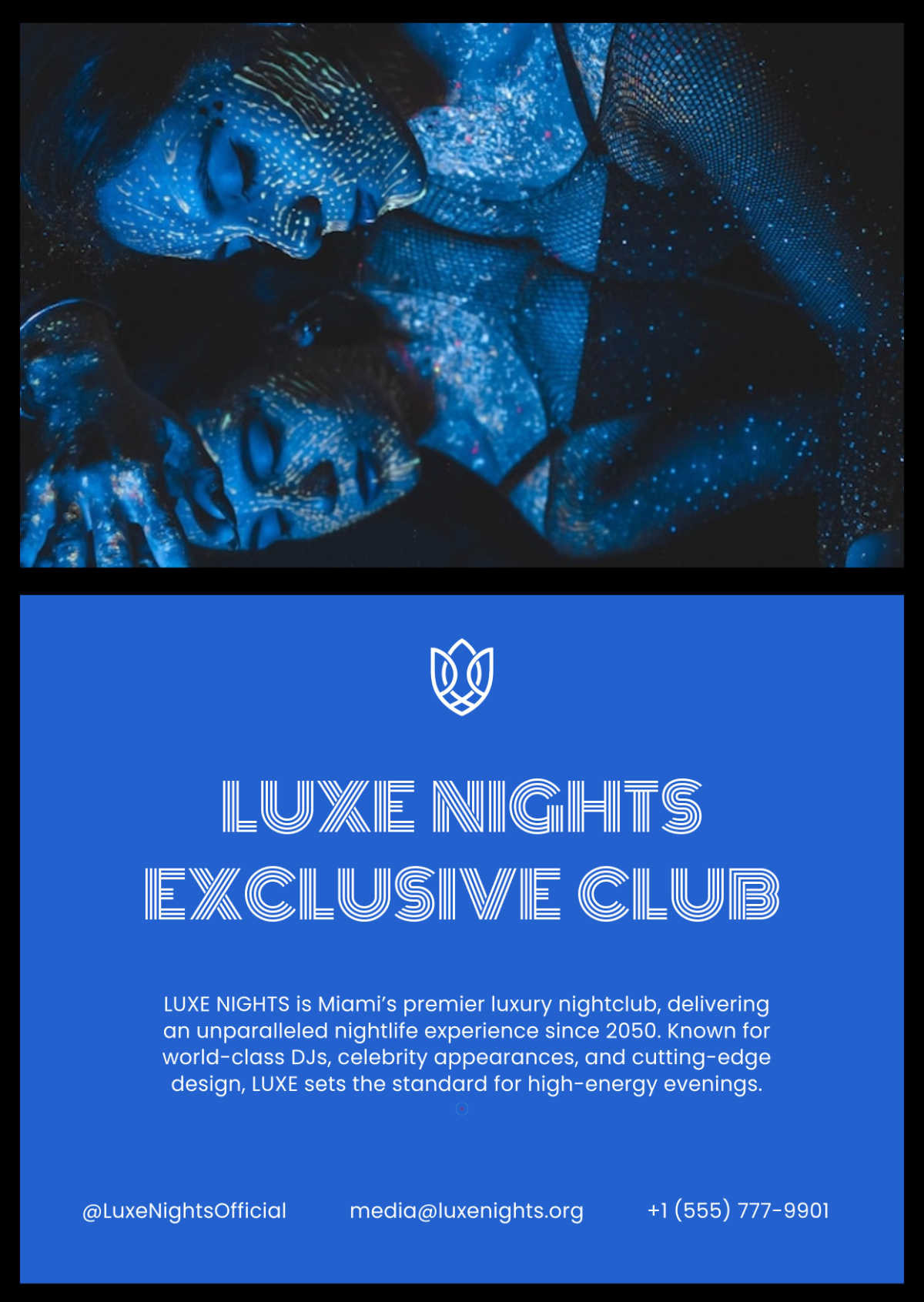 Free Blue Club Press Kit (EPK) Template to Edit Online