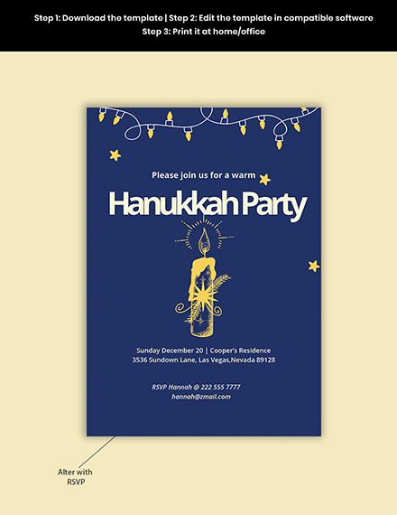 Free Hanukkah Invitation Template to Edit Online