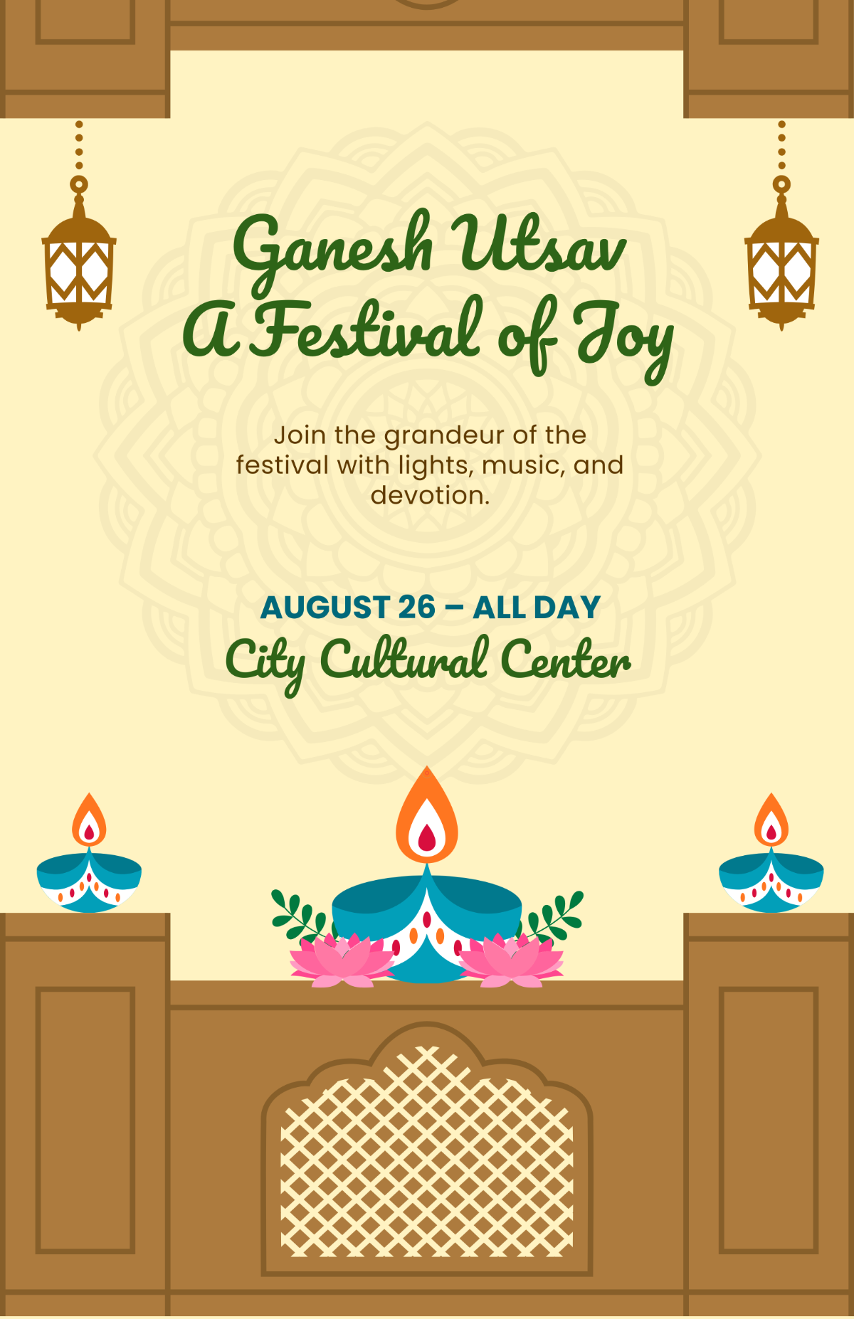 Free Simple Ganesh Chaturthi Festival Template to Edit Online