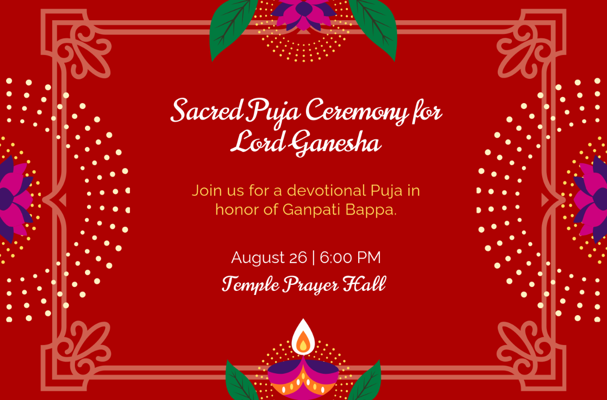 Free Red Ganesh Chaturthi Puja Template to Edit Online