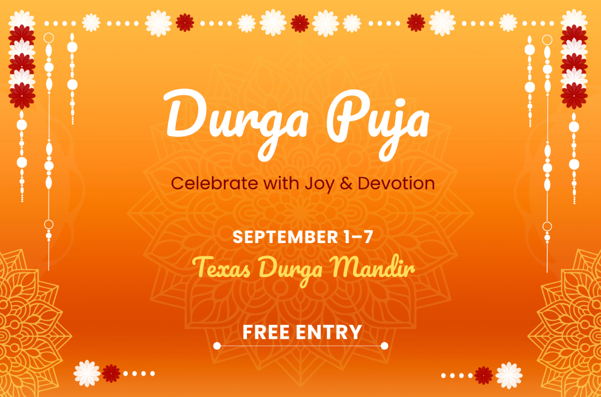 Free Orange Durga Puja Flex Banner Template to Edit Online